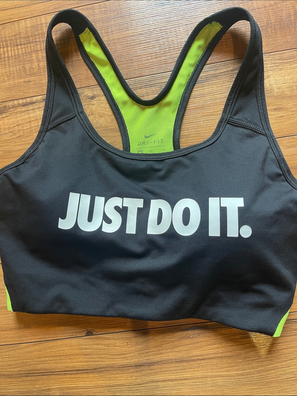 Nike Just Do It Dri-FIT Sports Bra Black & Green